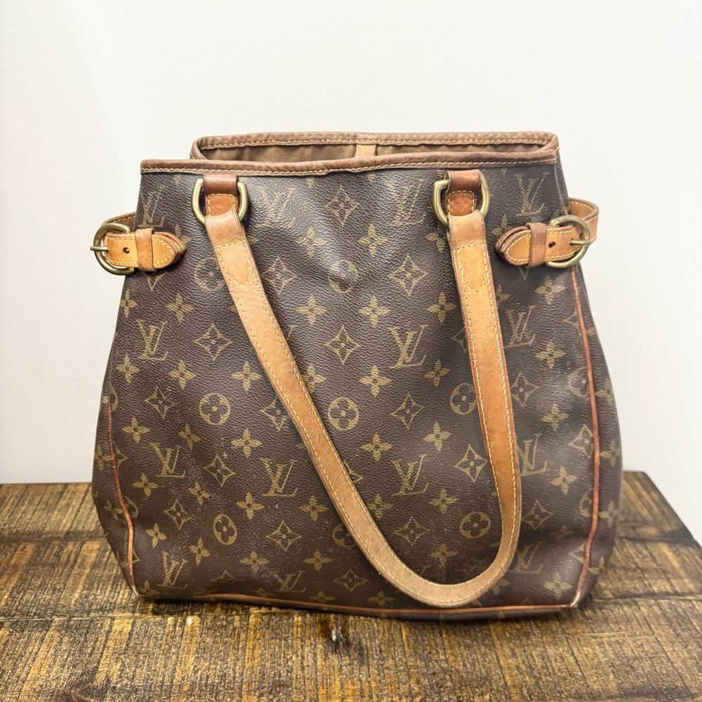 Louis Vuitton Monogram Batignolles Vertical Tote Bag Purse Shoulder Bag Brown